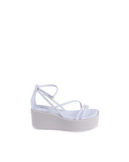 Calvin Klein White Leather Platform Sandals