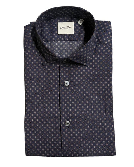 Bagutta Blue Cotton Men's Slim Fit Shirt