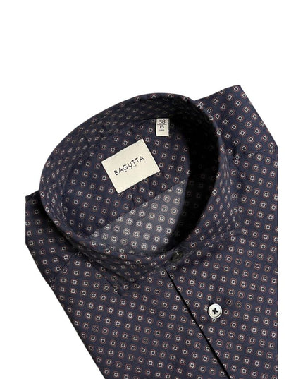 Bagutta Blue Cotton Men's Slim Fit Shirt