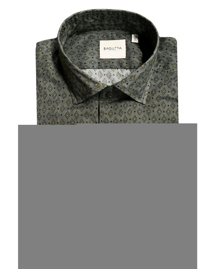 Bagutta Green Cotton Men's Slim Shirt