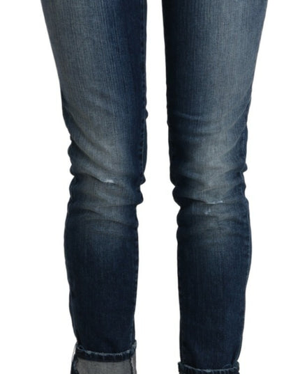 Acht Cotton Blue Washed Low Waist Skinny Cropped Jeans