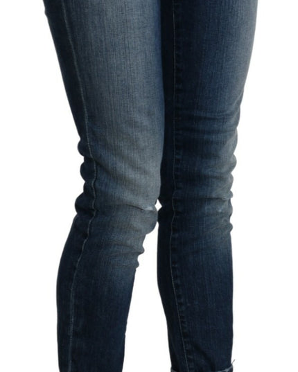 Acht Cotton Blue Washed Low Waist Skinny Cropped Jeans