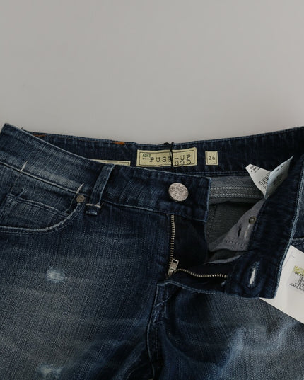 Acht Cotton Blue Washed Low Waist Skinny Cropped Jeans