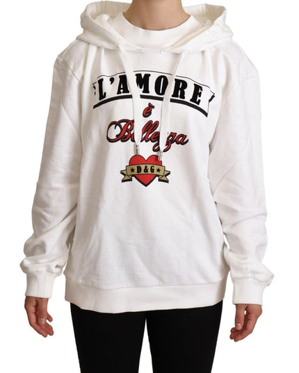 Dolce & Gabbana White L'Amore Hooded Pullover Sweater
