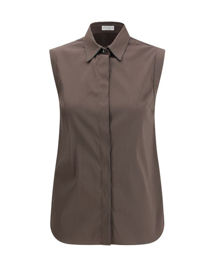 Brunello Cucinelli Brown Cotton Shirt