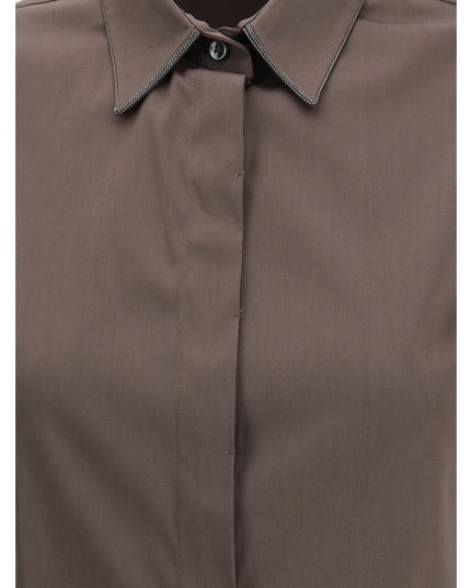Brunello Cucinelli Brown Cotton Shirt
