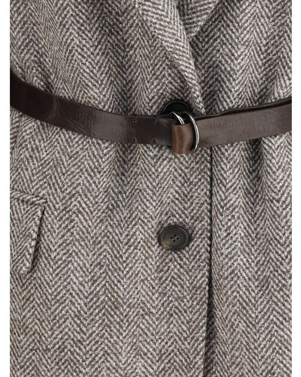 Brunello Cucinelli Brown Fleece Wool Coat
