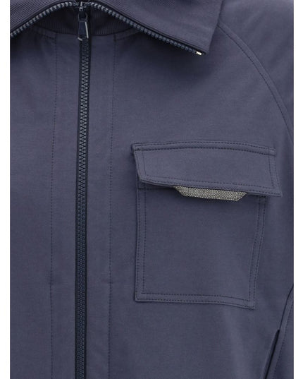 Brunello Cucinelli Blue Cotton Bomber