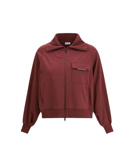 Brunello Cucinelli Bordeaux Cotton Cardigan