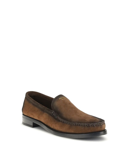 Prada Brown Leather Slip-On Loafers