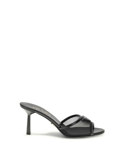 Prada Black Calf Leather Bos Taurus Stiletto Heel Sandals