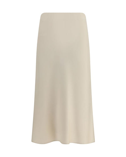 Brunello Cucinelli Cream Acetate Midi Skirt