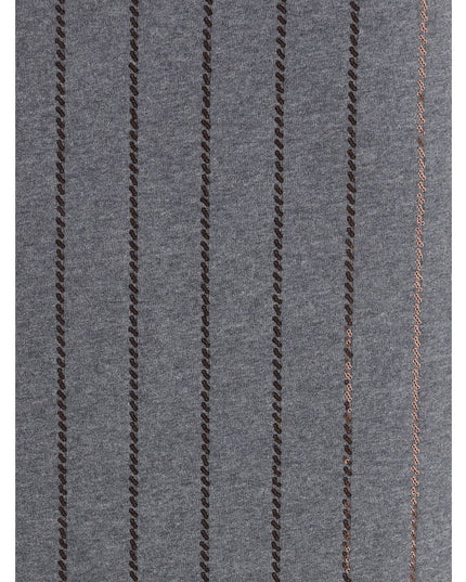 Brunello Cucinelli Gray Polyester Midi Skirt