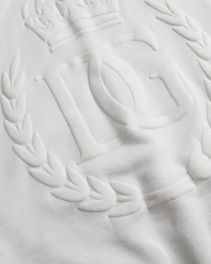 Dolce & Gabbana White Cotton Hooded Pullover Sweatshirt Men