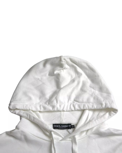 Dolce & Gabbana White Cotton Hooded Pullover Sweatshirt Men