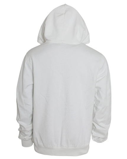 Dolce & Gabbana White Cotton Hooded Pullover Sweatshirt Men