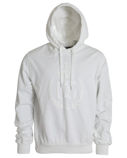 Dolce & Gabbana White Cotton Hooded Pullover Sweatshirt Men
