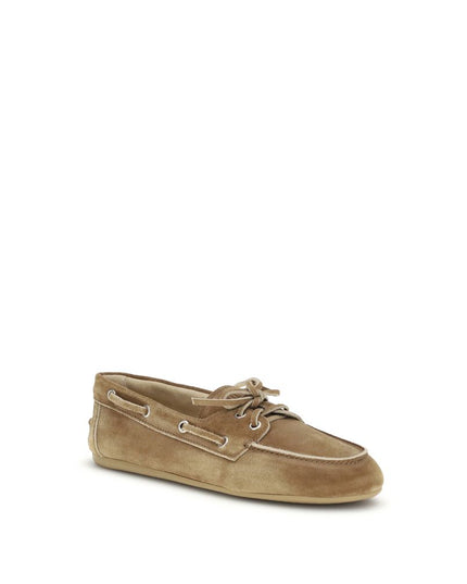 Miu Miu Beige Calf Leather Bos Taurus Slip-On Loafers