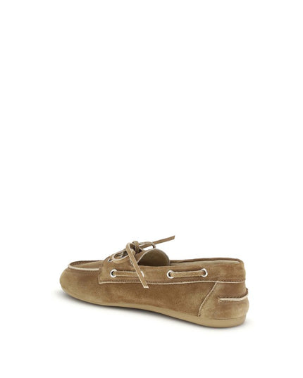 Miu Miu Beige Calf Leather Bos Taurus Slip-On Loafers
