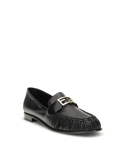 Fendi Black Calf Leather Bos Taurus Slip-On Loafers