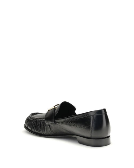 Fendi Black Calf Leather Bos Taurus Slip-On Loafers