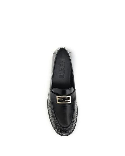 Fendi Black Calf Leather Bos Taurus Slip-On Loafers
