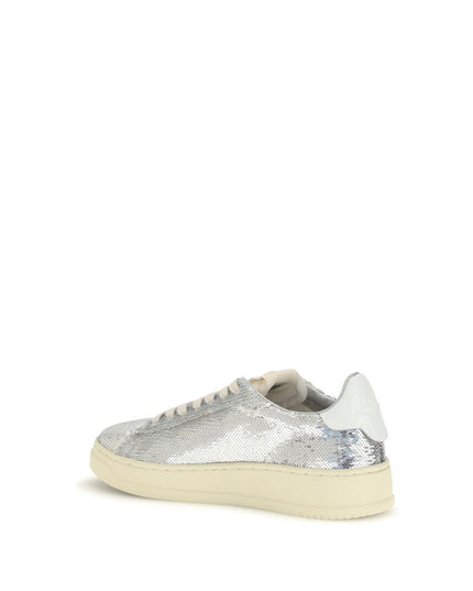 Autry Silver Calf Leather Bos Taurus Low Top Sneakers