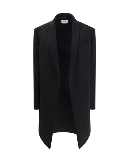 The Row Black Fleece Wool Coat