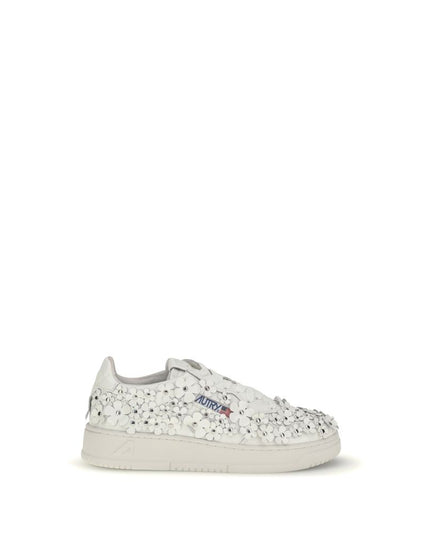 Autry White Calf Leather Bos Taurus Low Top Sneakers