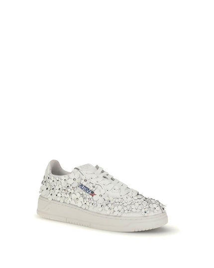 Autry White Calf Leather Bos Taurus Low Top Sneakers