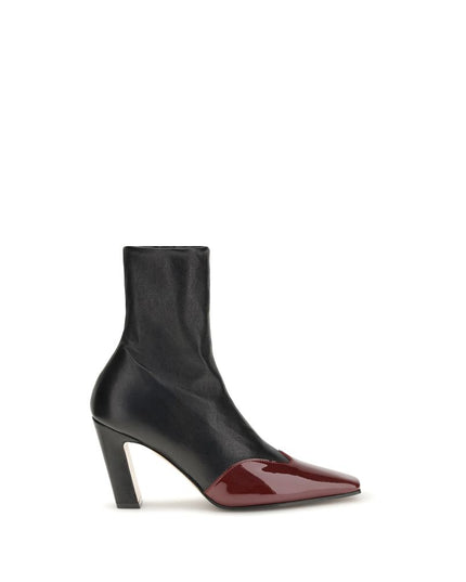 Khaite Black Leather Ankle Boots