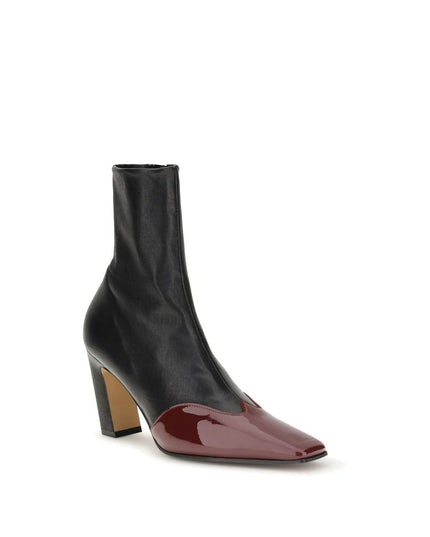 Khaite Black Leather Ankle Boots