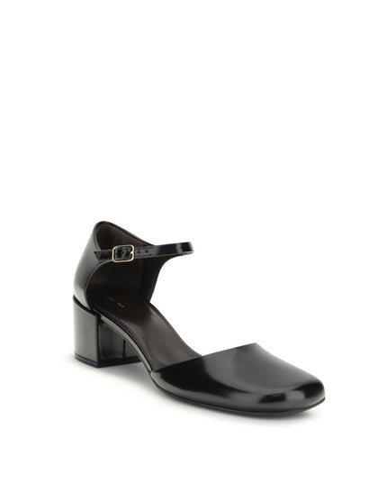 The Row Black Rubber Mid Heel Pumps