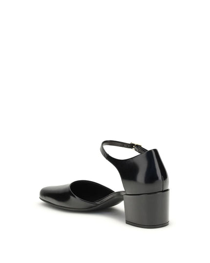 The Row Black Rubber Mid Heel Pumps