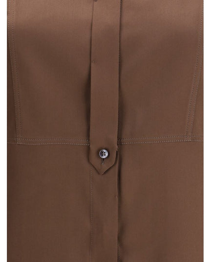 Brunello Cucinelli Brown Silk Dress Shirt