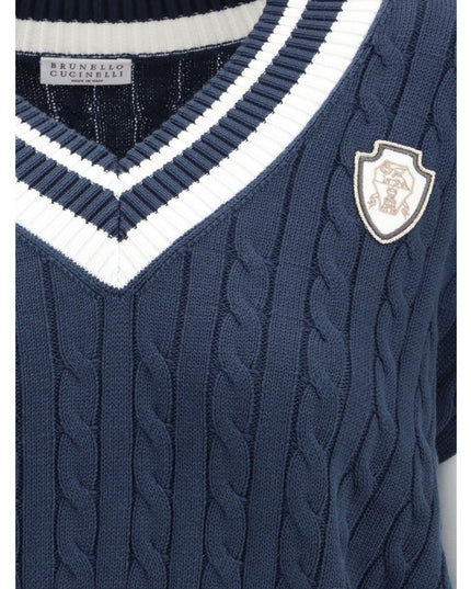 Brunello Cucinelli Blue Cotton Sweatshirt