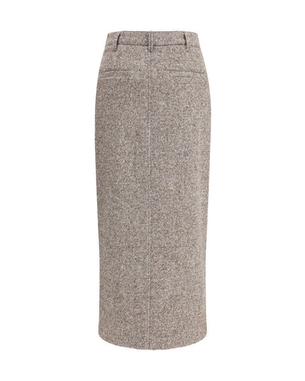 Brunello Cucinelli Brown Fleece Wool Long Skirt
