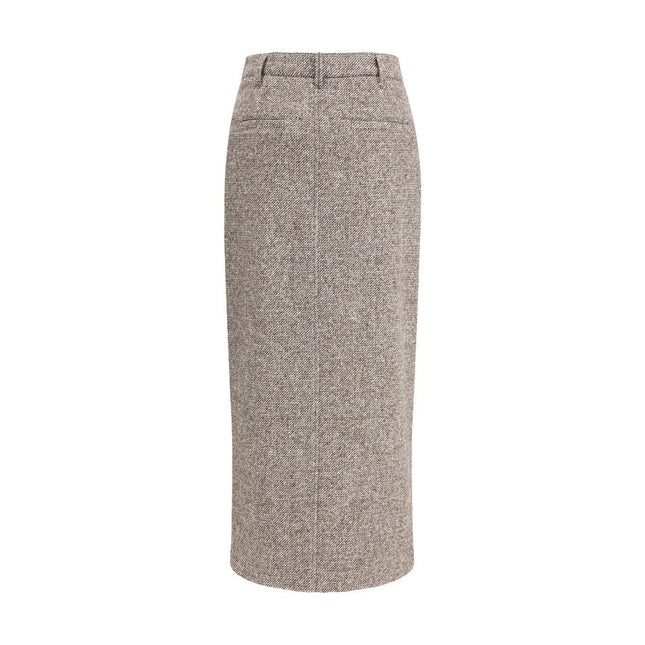 Brunello Cucinelli Brown Fleece Wool Long Skirt
