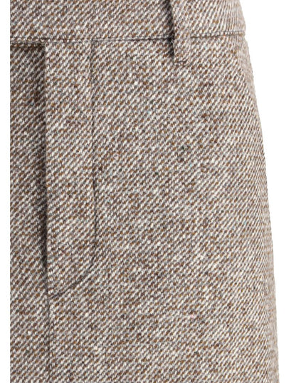 Brunello Cucinelli Brown Fleece Wool Long Skirt