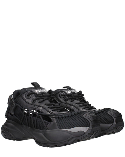 Versace Black Leather Athletic Sneakers