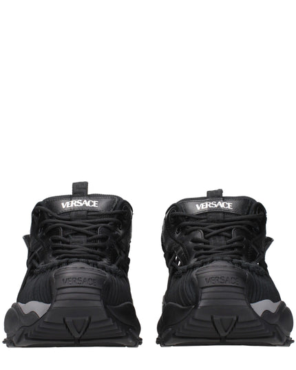 Versace Black Leather Athletic Sneakers