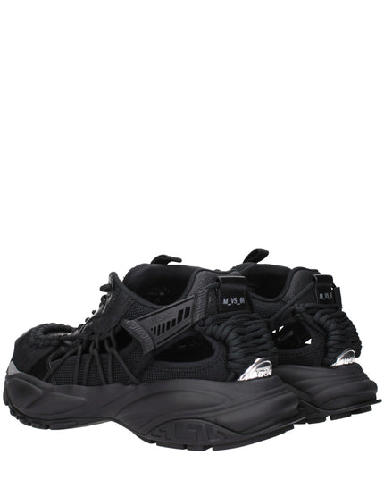 Versace Black Leather Athletic Sneakers