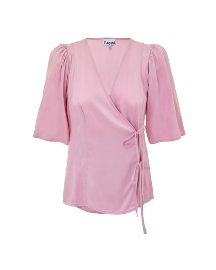 Ganni Pink Satin Tank Tops