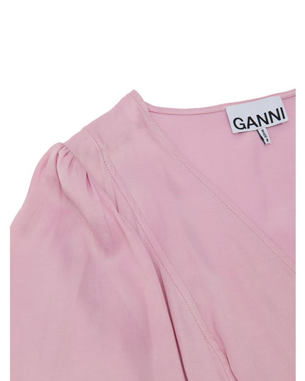 Ganni Pink Satin Tank Tops