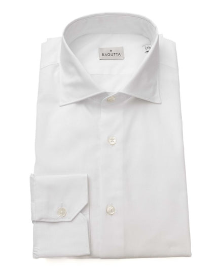 Bagutta White Cotton Dress Shirt