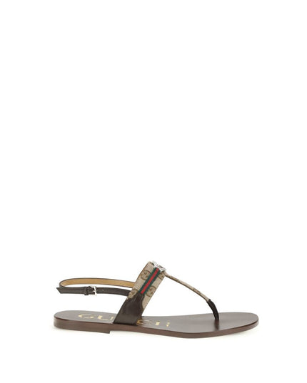 Gucci Brown Calf Leather Bos Taurus Flat Sandals