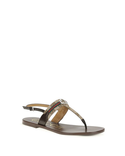 Gucci Brown Calf Leather Bos Taurus Flat Sandals