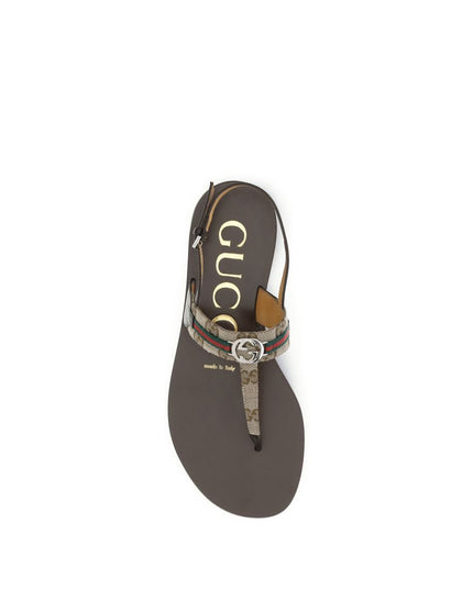 Gucci Brown Calf Leather Bos Taurus Flat Sandals