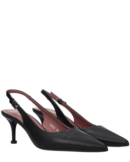 Premiata Black Leather Platform Pumps