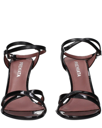 Premiata Black Leather Stiletto Heel Sandals